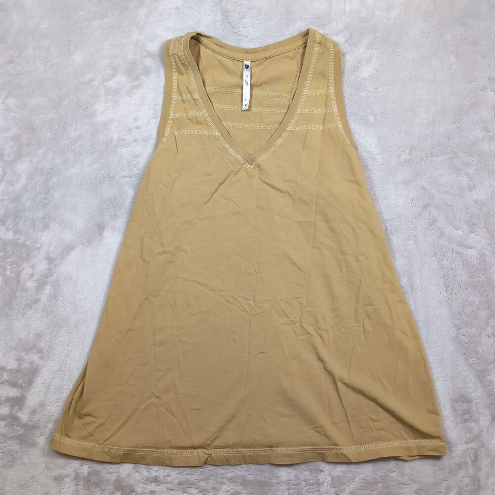 KUHL Arabella V-Neck Tank Top Womens Medium Yellow Strap‎ Cotton Hiking Outdoor